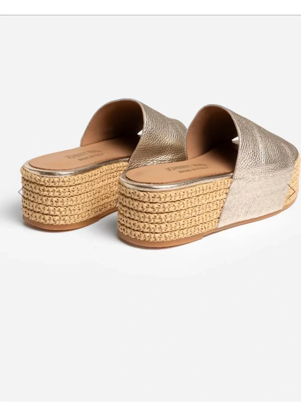 Johnny Was Metallic Gold Platform Slide Sandals
